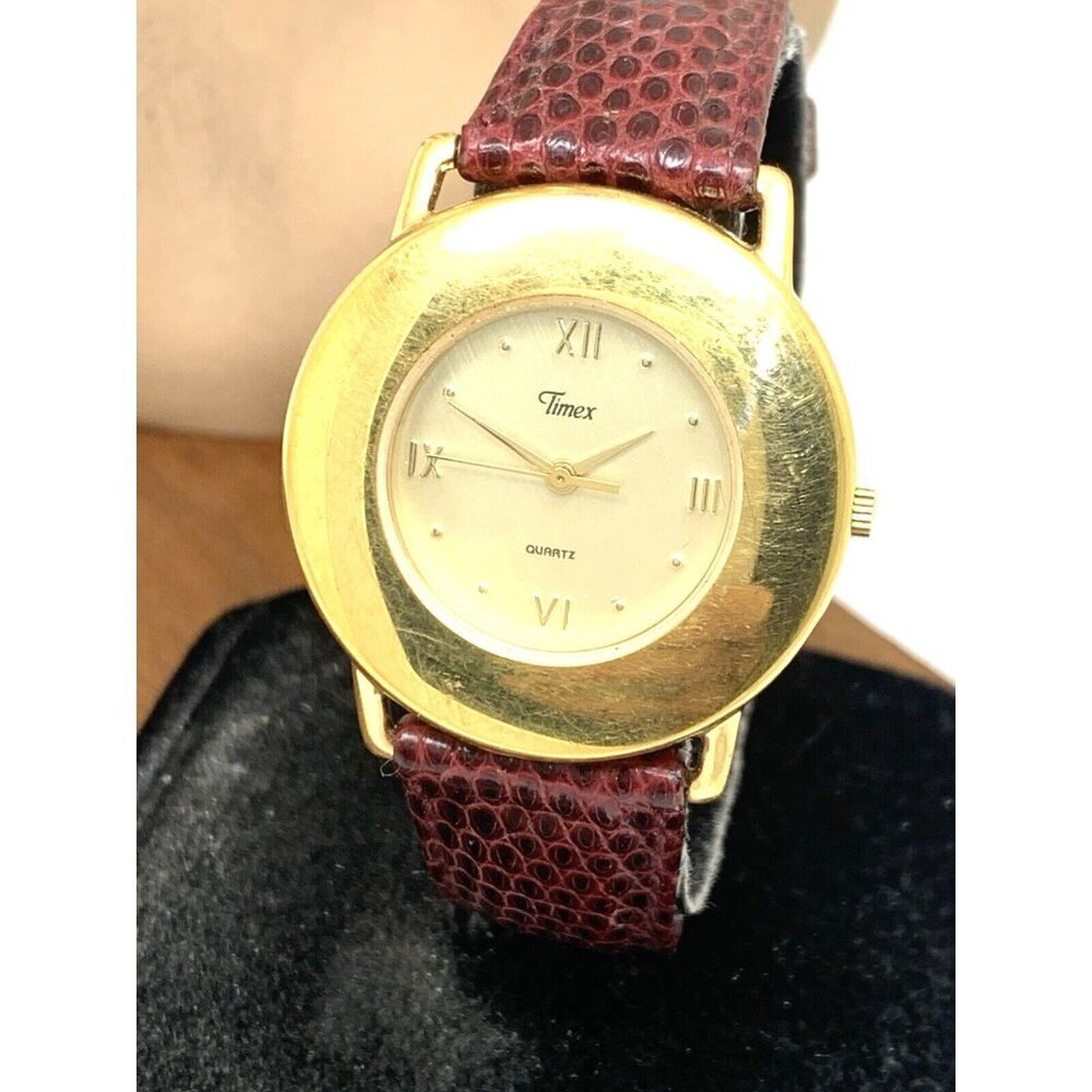 Timex Women's Watch Vintage Quartz Gold Leather Band 33mm